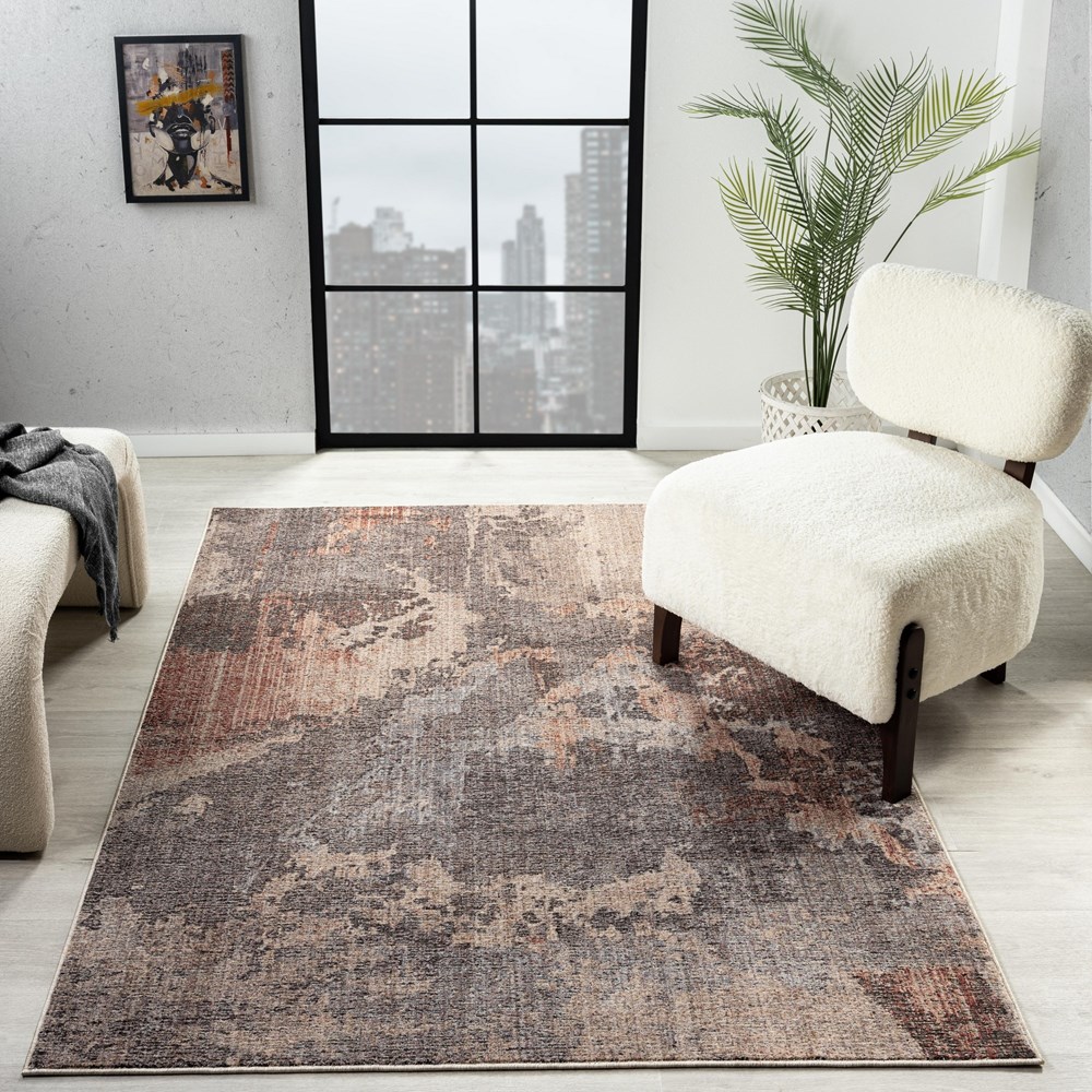 Alia 887AJ Distressed Abstract Rugs in Cream Rose